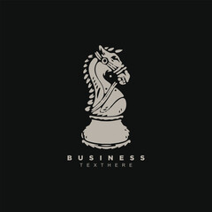 Vintage retro horse chess piece logo design vector art illustration