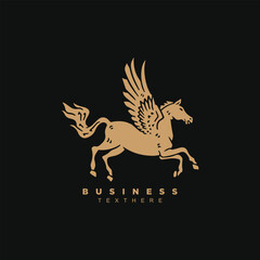 Vintage retro mythology winged horse Pegasus logo design graphic vector