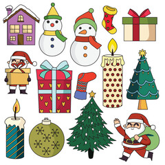 Christmas set vector illustration, suitable for icon, sticker or graphic design element