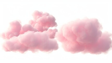 Fototapeta premium Soft pink clouds cumulus shapes on transparency backgrounds 3d rendering, Generative AI 