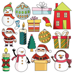 Christmas set vector illustration, suitable for icon, sticker or graphic design element