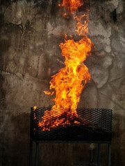 Abstract form of fire without exact pattern, simulation of ignition in solid fuel for use in...