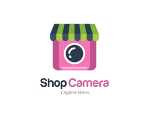 Creative camera store logo design vector template