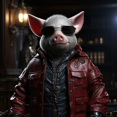 3d super hero pig 
