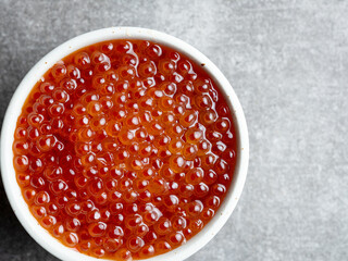 Fresh salmon roe in a bowl	