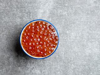 Fresh salmon roe in a bowl	