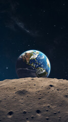 月面に昇る地球のイメージ図