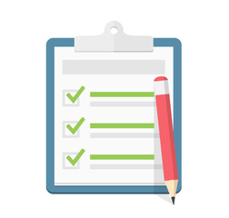 Check list with three check boxes and red pencil, vector eps10 illustration