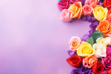 Rainbow roses background with empty spaec. LGBT+ Pride design