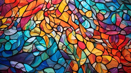 A mosaic-style 3D wall panel incorporating stained glass elements for a colorful and vibrant display.