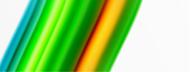 Rainbow color silk blurred wavy line background on white, luxuriously vibrant visually captivating backdrop. Stunning blend of colors reminiscent of rainbow, silky and gracefully blurred wavy pattern