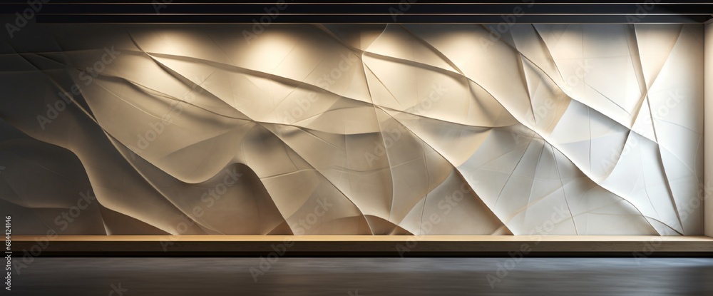 Wall mural a play of shadows and light on an abstract 3d wall design composed of intersecting lines and translu