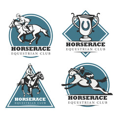 Set of the equestrian logo template. Horse race logo vector illustration.