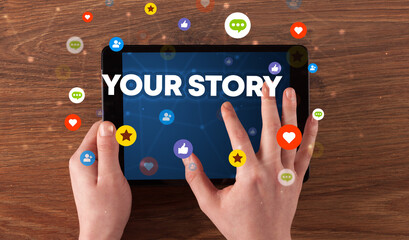 Close-up of a touchscreen, social media concept