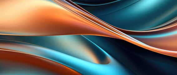 Blue abstract background with turquoise color, in the style of gray and bronze, colorful curves