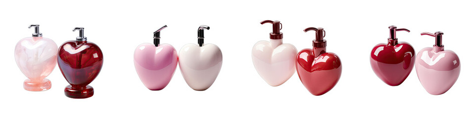 Heart shaped soap dispensers Hyperrealistic Highly Detailed Isolated On Transparent Background Png File