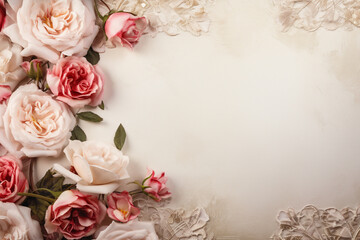vintage background with roses for Valentine day,Generated By Ai

