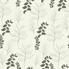 Free vector hand drawn minimal leaf seamless pattern