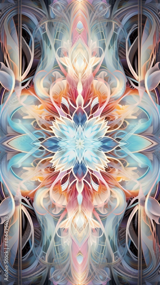Wall mural a symmetrical arrangement of fractal patterns expanding infinitely into a mesmerizing digital tapest