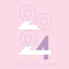 Happy new year 2024 design with unique numbers. Premium vector design for poster, banner, greeting and new year 2024 celebration. Vector