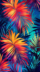 Bright tropical background with jungle plants design