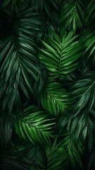 closeup nature view of green leaf and palms background