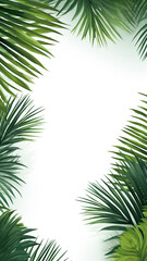 Fototapeta na wymiar Palm branches in the corners tropical plants decoration background