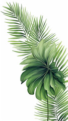 Fototapeta na wymiar Palm branches in the corners tropical plants decoration