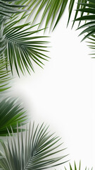 Palm branches in the corners tropical plants design