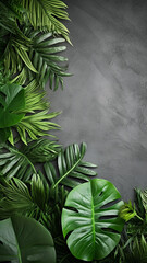 Product display with natural concept tropical leaves