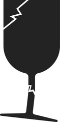 Isolated pictogram icon of break glass for fragile, handle with care, do not dop on package, box, shipping cardboard