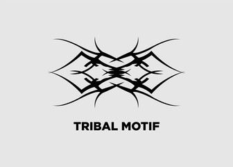 Obraz premium Vector illustration of tribal symmetrical black sharp wave pattern