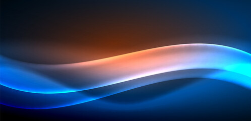 Dynamic waves in ethereal glow of neon lights. Concept merges fluidity of motion with vibrant allure of neon, crafting entrancing backdrop that embodies both vitality and futuristic sophistication