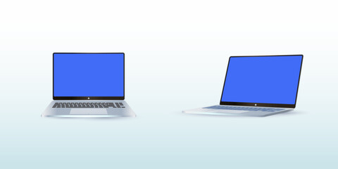Laptop mockup with blank screen isolated