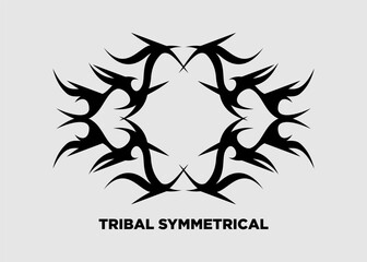 Vector illustration of tribal symmetrical black sharp wave pattern