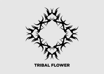 Obraz premium Vector illustration of tribal floral symmetrical black mandala