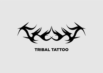 Vector illustration black tribal tattoo dragon head character