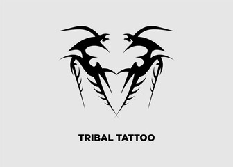 Vector illustration black tribal tattoo dragon head character