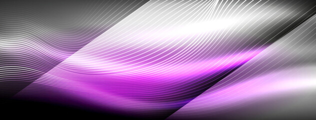 Glowing neon wave abstract background - vibrant, luminescent waves pulsate in a captivating and electrifying display