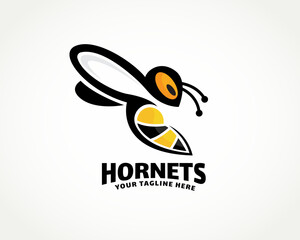 Flying bee speed attack sport logo design template illustration inspiration