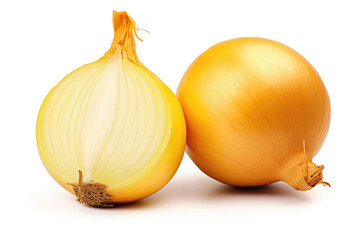 Onion golden bulbs on white background