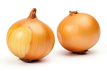 Onion golden bulbs on white background
