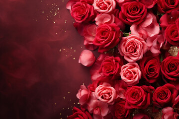 red roses background for Valentine day,Generated By Ai
