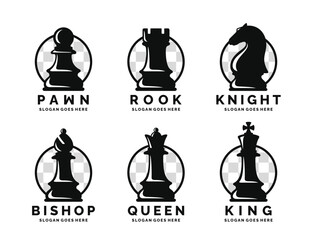 Chess logo set design vector illustration