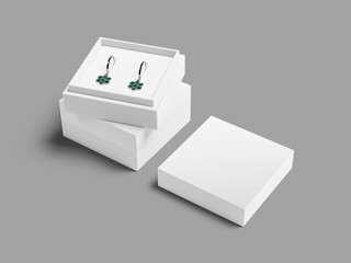 Isometric Blank Earring with Jewelry Box 3D Mockup Box packaging