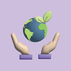 World Environment Day concept. Realistic 3d object cartoon style. Vector colorful illustration.