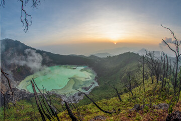white crater, indonesia volcano, mountains