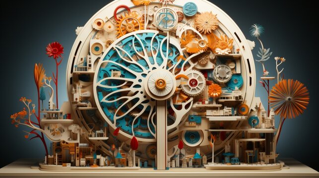 An artistic rendering of a brain hemisphere with intricate patterns