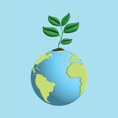 World Environment Day concept. Realistic 3d object cartoon style. Vector colorful illustration.