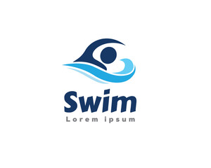 simple abstract swimming art logo design template illustration inspiration